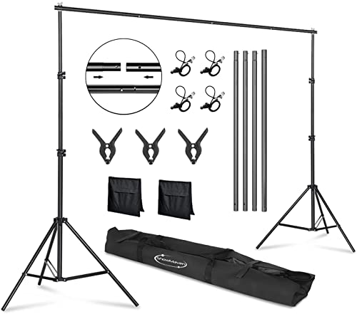 ShowMaven Backdrop Stand, 6.4ft x 10ft Adjustable Photo Background Stand with Carry Bag for Photography Photo Video Studio, Baby Shower, Birthday Party (6.4ftx10ft)