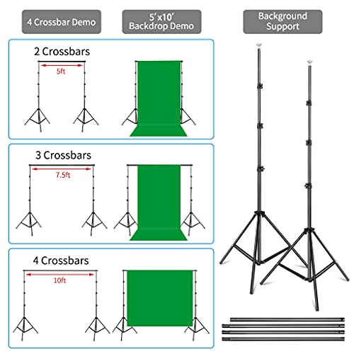 ShowMaven Backdrop Stand, 6.4ft x 10ft Adjustable Photo Background Stand with Carry Bag for Photography Photo Video Studio, Baby Shower, Birthday Party (6.4ftx10ft)