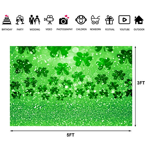 Happy St. Patrick's Day Photography Backdrop Lucky Irish Green Shamrock Bokeh Glitter Sequins Background Children Kids Adults Baby Shower Party Portraits Decor Photo Studio