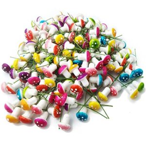 NSBELL 240PCS Fairy Garden Mushroom Mini Tiny Foam Mushroom Miniature Colorful Mushroom Artificial Fairy Garden Ornament for Flower Pot Micro Landscape Decoration