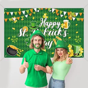 Happy St Patricks Day Banner, 70.8 x 43.3Inch St Patricks Day Decorations St Patricks Day Backdrops for Photography, Green Saint Patricks Day Banner for St Patricks Day Party Decor, Irish Party Decor