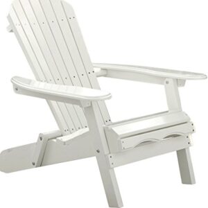 Merry Garden Foldable Wooden Adirondack Chair, Outdoor, Garden, Lawn, Deck Chair, White