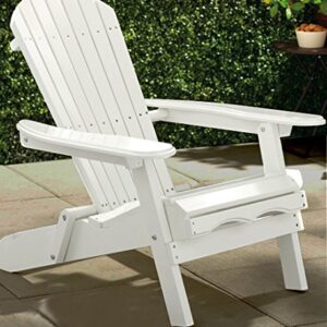 Merry Garden Foldable Wooden Adirondack Chair, Outdoor, Garden, Lawn, Deck Chair, White