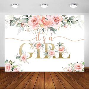 avezano blush pink floral baby shower backdrop for girls baby shower photography background it’s a girl baby shower decorations sweet girl’s blush pink party photoshoot backdrops (7x5ft)