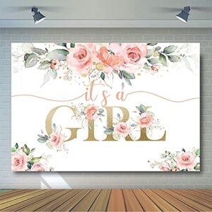 Avezano Blush Pink Floral Baby Shower Backdrop for Girls Baby Shower Photography Background It's a Girl Baby Shower Decorations Sweet Girl's Blush Pink Party Photoshoot Backdrops (7x5ft)