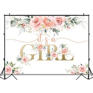 Avezano Blush Pink Floral Baby Shower Backdrop for Girls Baby Shower Photography Background It's a Girl Baby Shower Decorations Sweet Girl's Blush Pink Party Photoshoot Backdrops (7x5ft)