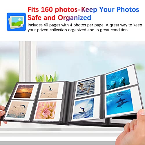 160 Pockets Photo Album for Fujifilm Instax Wide 300 Camera, Polaroid 600 Photo Album, Albums for Polaroid Now+ Now OneStep2 OneStep+ 600 Instant Film Camera, POP Lab Instant Print Camera (Black)