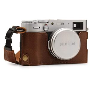 megagear mg1895 ever ready genuine leather camera half case compatible with fujifilm x100v – brown