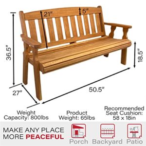 Amish Casual Heavy Duty 800 Lb Mission Pressure Treated Garden Bench (4 Foot, Cedar Stain)
