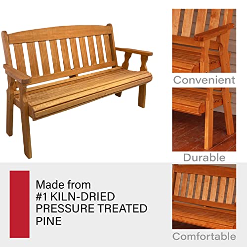 Amish Casual Heavy Duty 800 Lb Mission Pressure Treated Garden Bench (4 Foot, Cedar Stain)