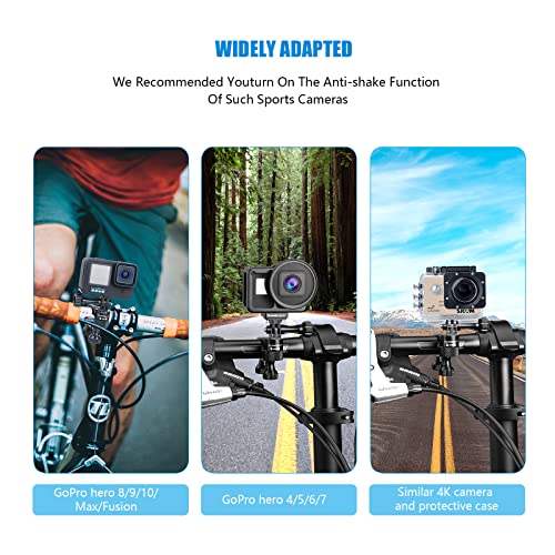 Bike Handlebar Mount for GoPro (360° Rotation and Lock Any Direction) 0.6-1.3inch All Aluminum Bike/Motorcycle Handlebars Seat Post Ski Pole Mount for Gopro Hero 11/10/9/8/7/6/5/4/ Action Camera