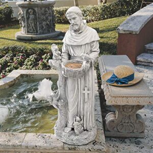 design toscano ky1299 nature’s nurturer saint francis garden statue birdfeeder, large 37 inch, antique stone