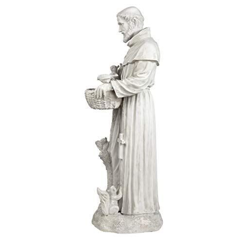 Design Toscano KY1299 Nature's Nurturer Saint Francis Garden Statue Birdfeeder, Large 37 Inch, Antique Stone