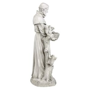 Design Toscano KY1299 Nature's Nurturer Saint Francis Garden Statue Birdfeeder, Large 37 Inch, Antique Stone