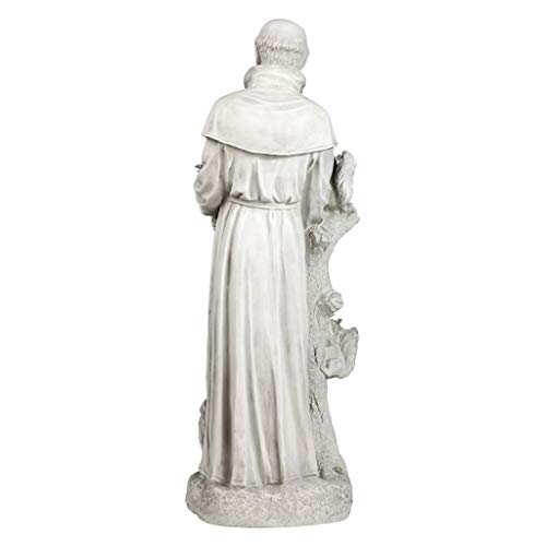 Design Toscano KY1299 Nature's Nurturer Saint Francis Garden Statue Birdfeeder, Large 37 Inch, Antique Stone