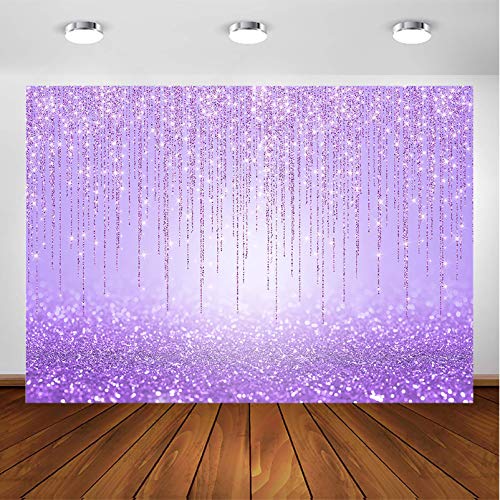 Avezano Purple Glitter Backdrop for Girl Birthday Party Sweet 16 Photoshoot Purple Shiny Glittering Bokeh Parties Events Decorations Newborn Portrait Photo Booth Photography Background (7x5ft)