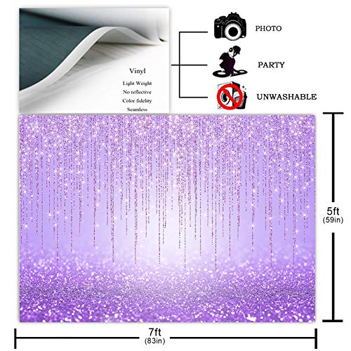 Avezano Purple Glitter Backdrop for Girl Birthday Party Sweet 16 Photoshoot Purple Shiny Glittering Bokeh Parties Events Decorations Newborn Portrait Photo Booth Photography Background (7x5ft)