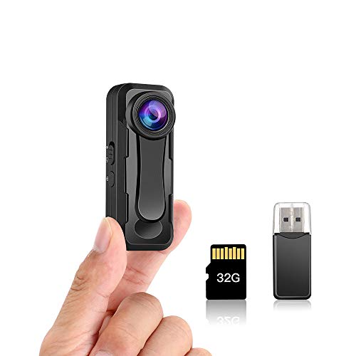 BOBLOV W1 Hidden Camera, True 1080P Small Body Camera, Personal Pocket Video Camera with Audio Loop Recording Time Stamps External Memory Up to 128GTwo Clips and Easy to Operation (32GB)