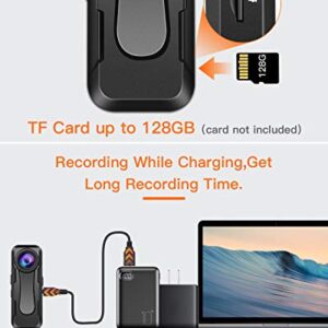 BOBLOV W1 Hidden Camera, True 1080P Small Body Camera, Personal Pocket Video Camera with Audio Loop Recording Time Stamps External Memory Up to 128GTwo Clips and Easy to Operation (32GB)