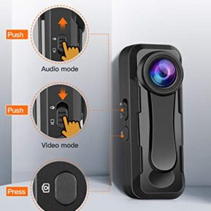 BOBLOV W1 Hidden Camera, True 1080P Small Body Camera, Personal Pocket Video Camera with Audio Loop Recording Time Stamps External Memory Up to 128GTwo Clips and Easy to Operation (32GB)