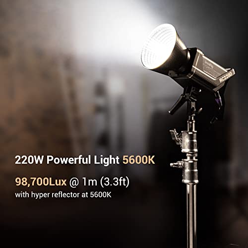 SmallRig RC 220D 220W LED Video Light 98700 LUX @3.3ft 5600K Continuous Output Light with CRI 95+, TLCI 96+, w/Bowens Mount, Manual and App Control Remotely Professional Studio Spotlight- 3472