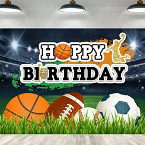 Ticuenicoa 5×3ft Sports Birthday Backdrop Boys Football Basketball Baseball Kids Birthday Background Kids Sports Theme Birthday Party Banner Wall Decorations Props