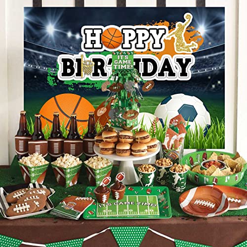 Ticuenicoa 5×3ft Sports Birthday Backdrop Boys Football Basketball Baseball Kids Birthday Background Kids Sports Theme Birthday Party Banner Wall Decorations Props