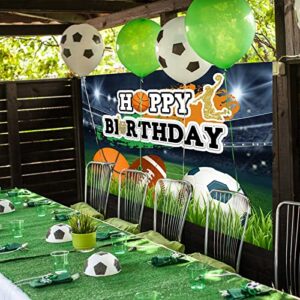 Ticuenicoa 5×3ft Sports Birthday Backdrop Boys Football Basketball Baseball Kids Birthday Background Kids Sports Theme Birthday Party Banner Wall Decorations Props