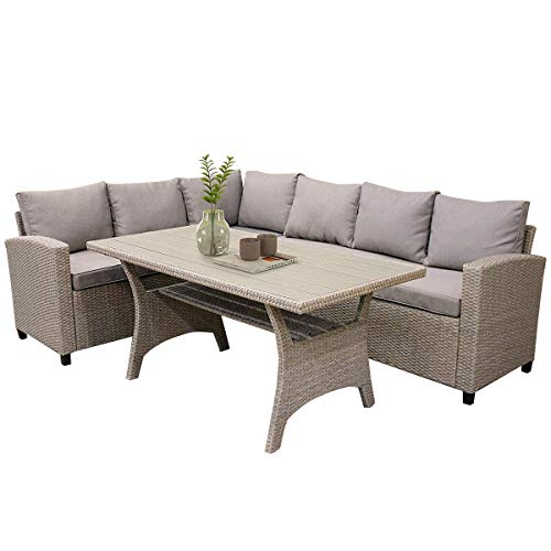 Merax Outdoor Patio Furniture Set, Rattan Wicker Patio Sectional Sofa, Garden Poolside Backyard Conversation Set with Cushions (Brown)