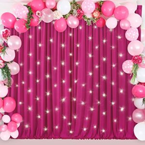 10ft x 10ft Hot Pink Backdrop Curtain for Parties Fuchsia Wrinkle Free Backdrop Drapes Panels for Baby Shower Birthday Photo Photography Polyester Fabric Background Decoration