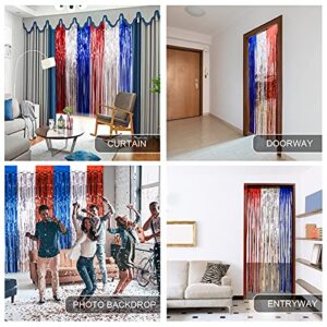 LOLStar 4th of July Decorations,Red White and Blue 3 Pack Tinsel Foil Fringe Curtains,4th of July Photo Booth Prop Streamer Backdrop for America Patriotic Party,Memorial Day,Independence Day,Labor Day