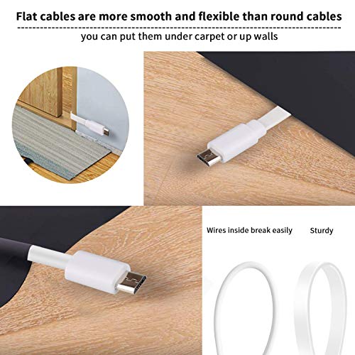 3 Pack 10FT Power Extension Cable for WyzeCam, WyzeCam Pan, KasaCam Indoor, NestCam Indoor, Blink,Cloud Cam, USB to Micro USB Durable Charging and Data Sync Cord for Security Camera(White)