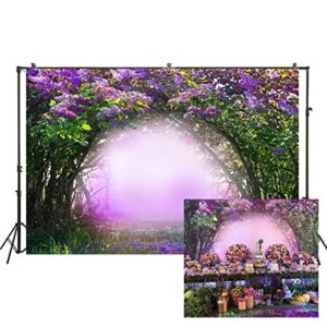 aosto 7x5ft fairytale wonderland magical forest backdrop for girl baby shower birthday party decorations enchanted garden theme photo background spring purple flowers backdrop photo studio prop w-2269
