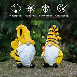 Vincent Malyn Outdoor Garden Gnome Statue - Yard Gnome Decor Figurine Set of 2 Funny Bee Gnomes Decorations for Yard Patio Law Cute Resin Ornament