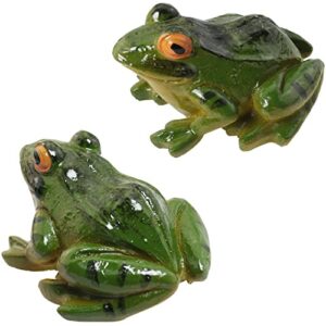 luorng 2pcs resin simulation frog statue animal sculpture 6.5×5.5×3.8cm for home garden backyard outdoor decoration