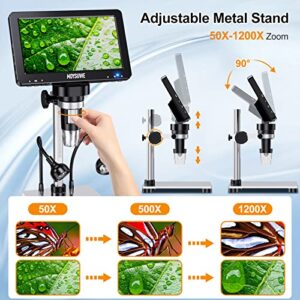 MOYSUWE MDM9 7" LCD Digital Microscope 1200X [Full Field of View] Extended Coin Microscope with 12MP Camera Sensor, 1080P HD USB Soldering Microscope with 10 LED Lights, Windows/Mac OS Compatible