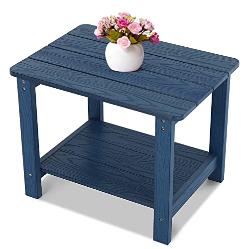 Stoog 22.8" Oversized Outdoor Side Table, All-Weather Adirondack Side Table, Low Maintenance, for Backyard, Garden, Pool, Lawn, Porch, Blue