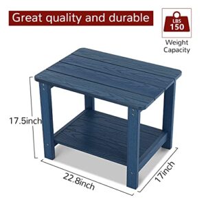 Stoog 22.8" Oversized Outdoor Side Table, All-Weather Adirondack Side Table, Low Maintenance, for Backyard, Garden, Pool, Lawn, Porch, Blue