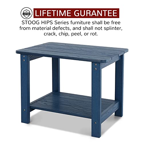 Stoog 22.8" Oversized Outdoor Side Table, All-Weather Adirondack Side Table, Low Maintenance, for Backyard, Garden, Pool, Lawn, Porch, Blue