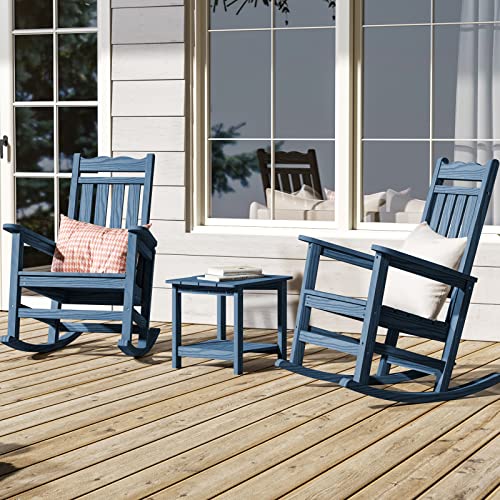 Stoog 22.8" Oversized Outdoor Side Table, All-Weather Adirondack Side Table, Low Maintenance, for Backyard, Garden, Pool, Lawn, Porch, Blue