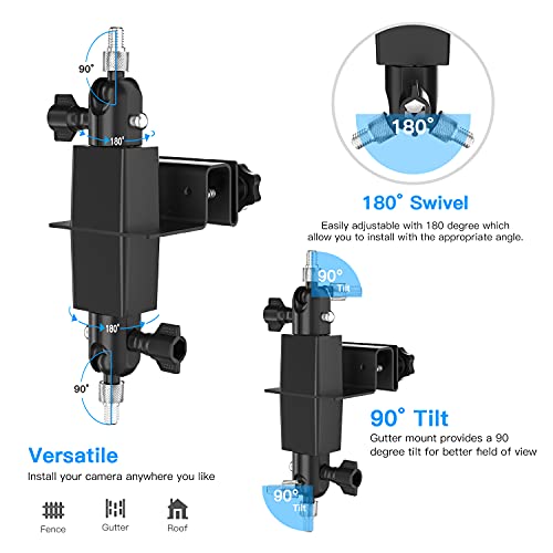 HOLACA 2-in-1 Weatherproof Gutter Mount for Ring Solar Panel, Spotlight Cam Battery and Stick Up Cam Battery Outdoor Mount Accessories for Ring Solar Panel (Black)