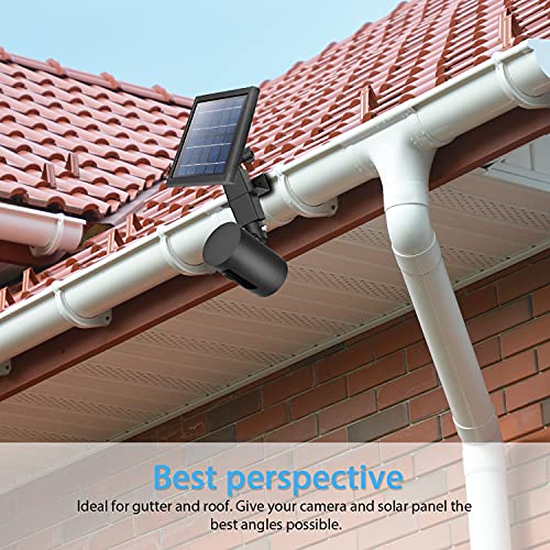 HOLACA 2-in-1 Weatherproof Gutter Mount for Ring Solar Panel, Spotlight Cam Battery and Stick Up Cam Battery Outdoor Mount Accessories for Ring Solar Panel (Black)