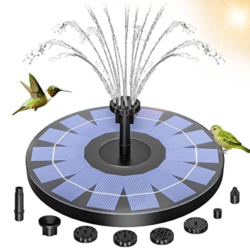 AMZtime 2.5W Solar Bird Bath Fountain Pump, Solar Water Fountain Pump for Bird Bath with 6 Nozzles, Solar Powered Water Fountain Pump for Bird Bath,Garden, Ponds, Pool, Fish Tank, Outdoor.