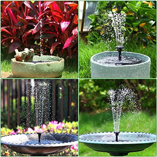 AMZtime 2.5W Solar Bird Bath Fountain Pump, Solar Water Fountain Pump for Bird Bath with 6 Nozzles, Solar Powered Water Fountain Pump for Bird Bath,Garden, Ponds, Pool, Fish Tank, Outdoor.