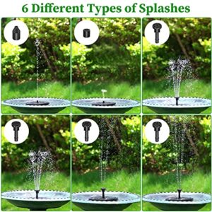 AMZtime 2.5W Solar Bird Bath Fountain Pump, Solar Water Fountain Pump for Bird Bath with 6 Nozzles, Solar Powered Water Fountain Pump for Bird Bath,Garden, Ponds, Pool, Fish Tank, Outdoor.