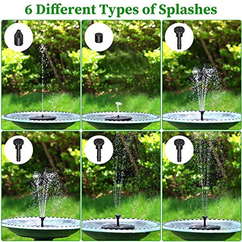 AMZtime 2.5W Solar Bird Bath Fountain Pump, Solar Water Fountain Pump for Bird Bath with 6 Nozzles, Solar Powered Water Fountain Pump for Bird Bath,Garden, Ponds, Pool, Fish Tank, Outdoor.