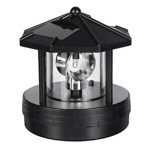 koet solar lighthouse, led beacon rotating garden lights, outdoor smoke tower lamp with 2 solar panels for lawn patio yard landscape lighting decorative