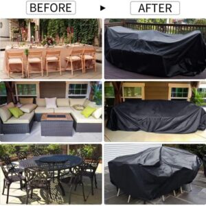 Outdoor Furniture Cover Waterproof, Extra Large Patio Furniture Covers Waterproof Patio Table Cover Rain Snow Dust Wind-Proof, Anti-Uv, Fits for 10-12 Seats(137" L x 102" W x 35" H)