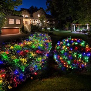 9.8 ft x 6.5 ft Christmas Solar Net Lights for Outdoor, 200LED 8 Modes Mesh String Lights Solar Outdoor Lights for Christmas Tree, Garden, Bushes, Wedding, Party Decorations (Red,Green,Purple,Orange)