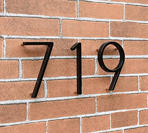 5" Stainless Steel Floating House Number, Metal Modern House Numbers, Garden Door Mailbox Decor Number with Nail Kit, Coated Black, 911 Visibility Signage (0)